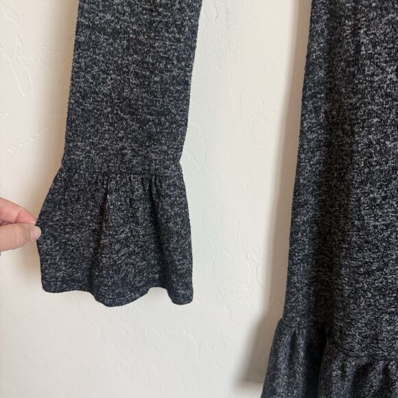 Express Factory XS Charcoal Long Sleeve Ruffle Sweater Shirt Dress Goth Academia - Picture 5 of 13